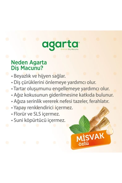 AGARTA BİTKİSEL TAM KORUMA DİŞ MACUNU MİSVAK 100ML - Resim 5