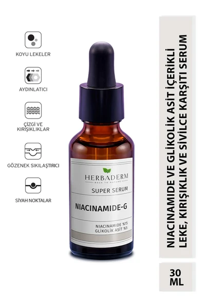 HERBADERM SUPERSERUM NİACİNAMİDE %15 GLİK.ASİT%5 ürün görseli 1
