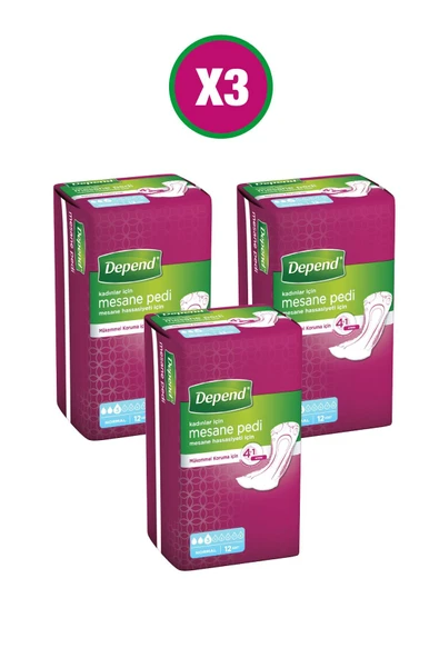 DEPEND MESANE PEDİ KADIN NORMAL 12 Lİ 3 PAKET ürün görseli 1