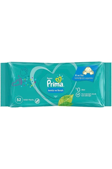 PRİMA ISLAK HAVLU FRESH TEMİZ FERAH 52Lİ 1 ADET ürün görseli 1