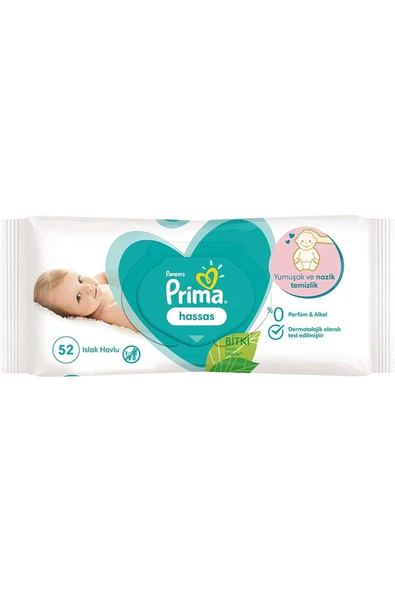 PRİMA PAMPERS ISLAK HAVLU SENSİTİVE 52 Lİ ürün görseli 1