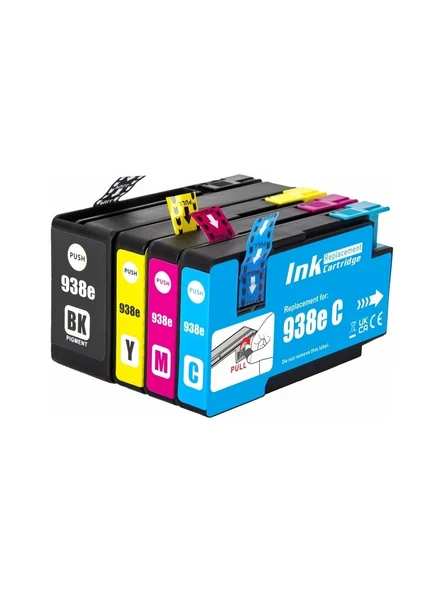 Tecprint Hp Officejet Pro 9730 938E Yüksek Kapasite 4 Renk Ithal Muadil Kartuş Seti / Siyah 2.500 Sayfa / Renkliler 1.650 Sayfa ürün görseli 1