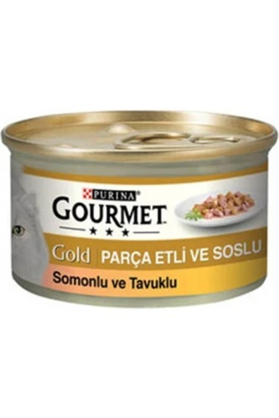 Gourmet Gold Somon ve Tavuklu Konserve Yetişkin Kedi Maması 24 x 85 G ürün görseli 1
