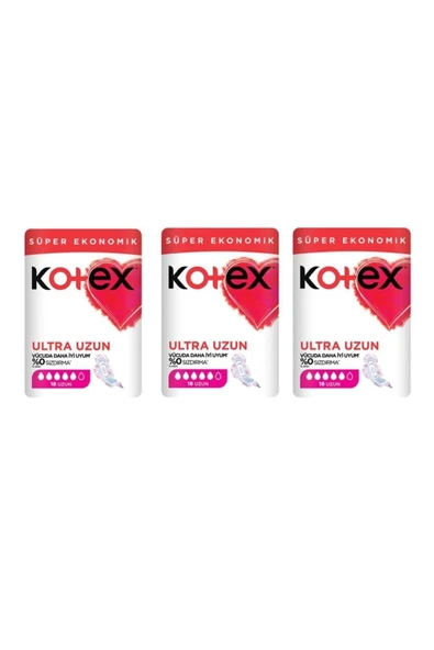 Kotex Ultra Uzun Hijyenik Ped 3 x 18 ürün görseli 1