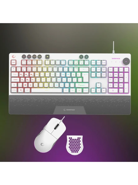 Rampage ECLIPSE Beyaz Usb RGB Aydınlatmalı Q Gaming Oyuncu Klavye Mouse Set ürün görseli 1