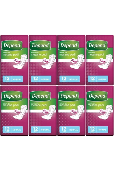 DEPEND MESANE PEDİ KADIN NORMAL 12 Lİ 8 PAKET ürün görseli 1