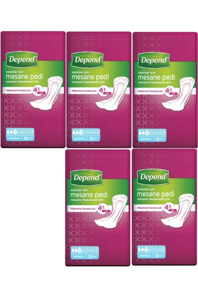 DEPEND MESANE PEDİ KADIN NORMAL 12 Lİ 5 PAKET ürün görseli 1