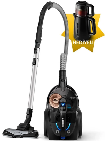 Philips BXA0079 - XB7150 Marathon Daily Toz Torbasız Süpürge + HD7301/00 Cam Demlikli Çay Makinesi