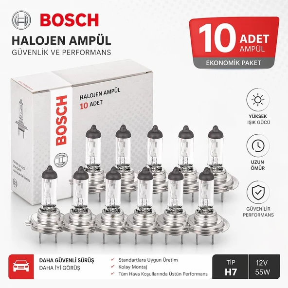 Bosch H7 Ampul 12V 55W 10 ADET 1987302804 ürün görseli 1