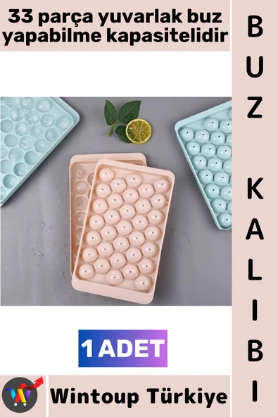 #BuzKalıbı Soğuk Kahve İçecek Detoks Kokteyl 33 Adet Kapasiteli Pratik Yuvarlak Buz Yapma Kalıbı 17 X 10 Cm ürün görseli 1