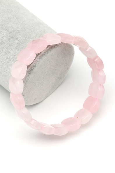 Pembe Kuvars Doğal Taş Bileklik 11 x 15 mm Özel Kesim - BLK-2410 ürün görseli 1