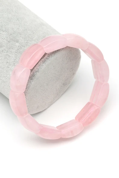 Pembe Kuvars Doğal Taş Bileklik 10 x 17 mm Özel Kesim - BLK-2411 ürün görseli 1