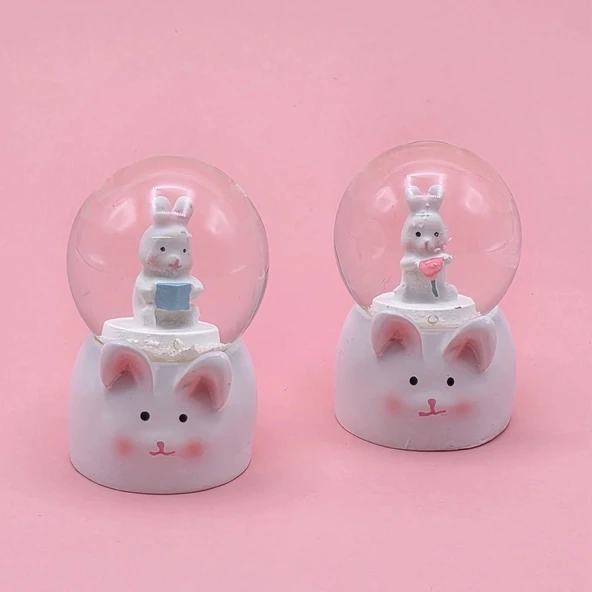Mini Boy Tavşan Tasarımlı Işıklı Kar Küresi ürün görseli 1