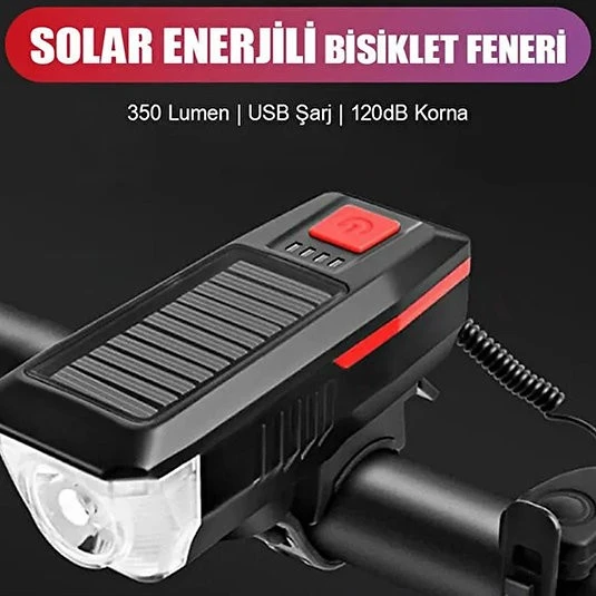 Su Geçirmez Güneş Enerjili Led Işıklı Bisiklet Farı ürün görseli 1