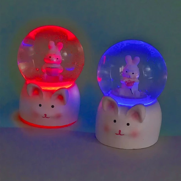 Mini Boy Tavşan Tasarımlı Işıklı Kar Küresi - Resim 3