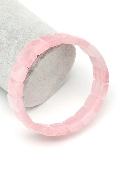 Pembe Kuvars Doğal Taş Bileklik 11 x 15 mm Özel Kesim - BLK-2412 ürün görseli 1