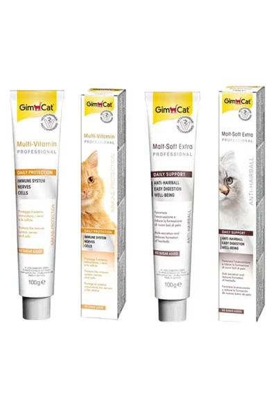 Gimcat Malt Soft Extra 100 g + Multivitamin 100 G Kedi Macunu ürün görseli 1