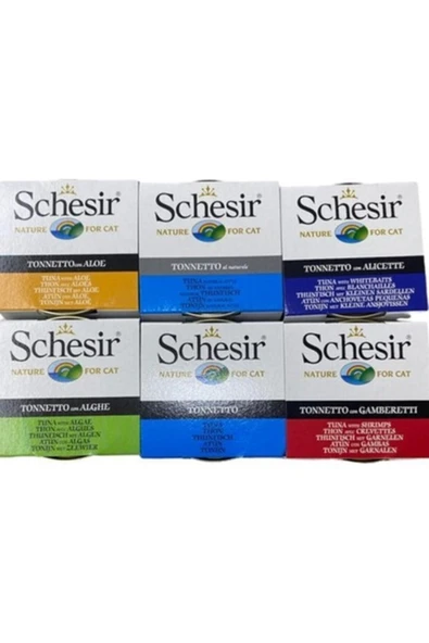 Schesir Konserve Kedi Maması Yaş Kedi Maması Okyanus Serisi Karma Paket 6 x 85 gr ürün görseli 1