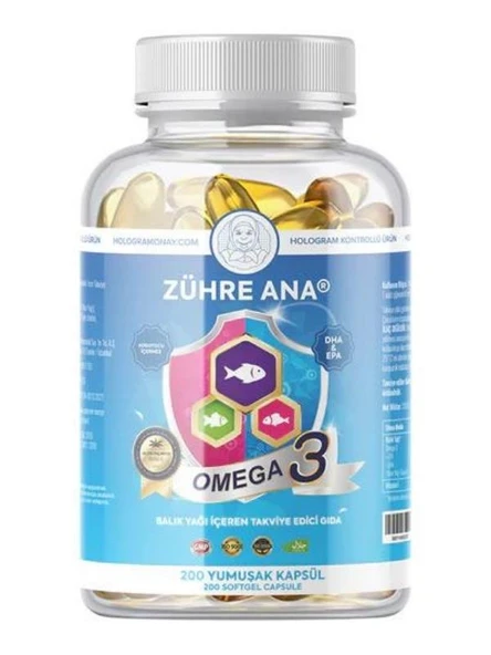Zühre Ana Omega 3 Dha Epa 200 Softgel Helal Sertifikalı ürün görseli 1