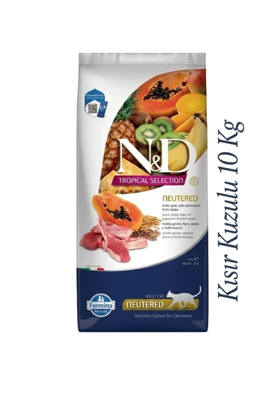 N&D Tropical Kuzu Etli Kısırlaştırılmış Kedi Maması 10 KG ürün görseli 1