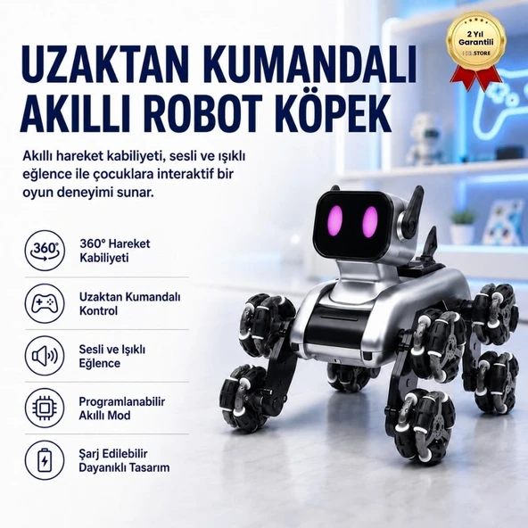 Uzaktan Kumandalı Akıllı, Eğitici Sesli Işıklı Akrobat Robot Köpek ürün görseli 1