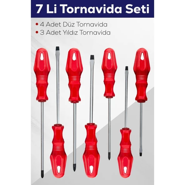 7'li Tornavida Seti (4 ADET DÜZ TORNAVİDA 3 ADET YILDIZ TORNAVİDA) ürün görseli 1