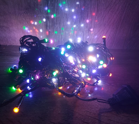 10m 100 Led Damla Uçlu Led Işık RGB Işık Siyah Kablo ürün görseli 1