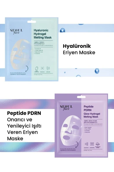 Dermal Hyalüronik ve Peptid Nemlendirici Onarıcı Eriyen Maske Seti Kore Maske Seti 34 gr. ürün görseli 1