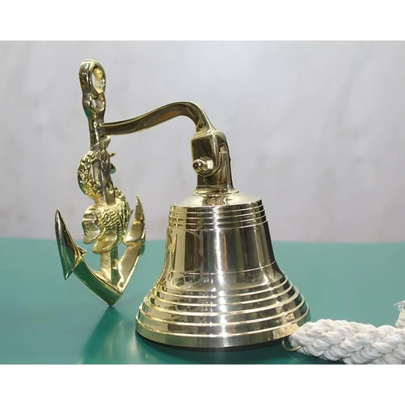 Pirinç Duvara Asmalı Çapalı Çan - Resim 2