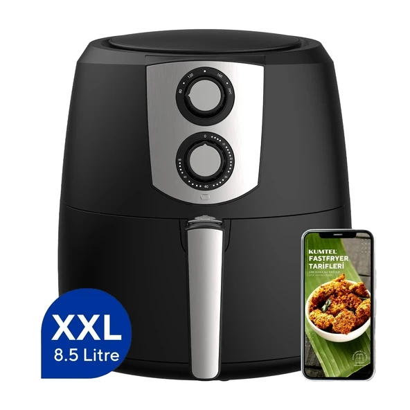 Kumtel XXL 8.5 Litre Airfryer & Fastfryer (Sıcak Hava Fritözü) 1800W AF-03 – Siyah ürün görseli 1
