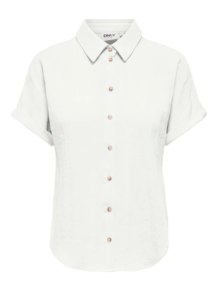 Only   ONLITA S/S LINEN LOOK SHIRT TLR Kadın Beyaz Gömlek - 15371917 ürün görseli 1