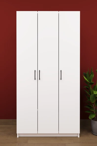 Lüks 3 Kapaklı Portmanto Askılı Vestiyer %100 MDF Ayakkabılık Dolabı V07  BEYAZ ürün görseli 1