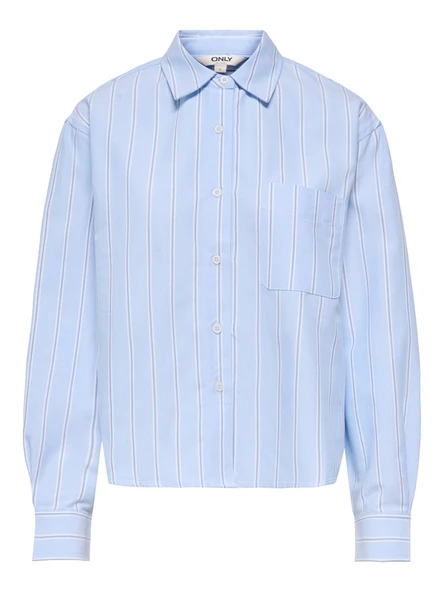 Only   ONLELOWEN LS STRIPE SHIRT WVN EX Kadın Blue Gömlek - 15380467 ürün görseli 1