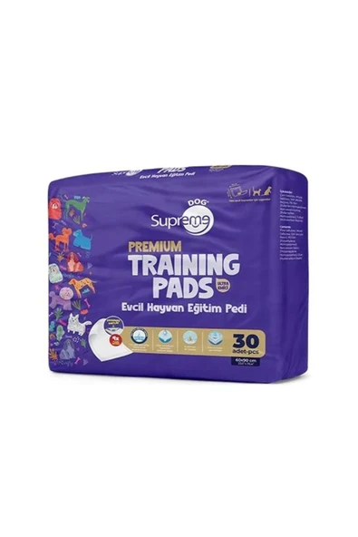 Supreme Dog Premium Yapışkanlı Tuvalet Eğitim Pedi Köpek ve Kedi için 60x90cm 4 Kat 30'lu ürün görseli 1