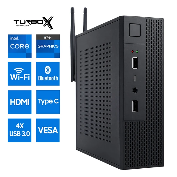 Turbox Mini-43 Intel Core i5 6400 16GB Ram 1TB M.2 NVMe SSD HDMI Type-C WiFi Bluetooth Mini PC ürün görseli 1