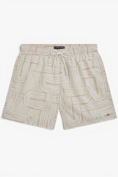 Tommy Hilfiger   MEDIUM DRAWSTRING PRINT Erkek Bej Deniz Şortu - UM0UM03491 - Resim 5