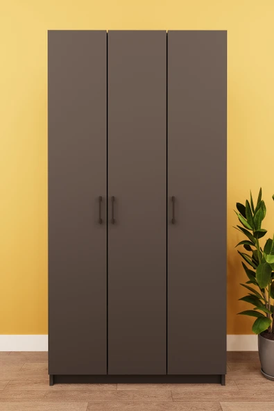 Lüks 3 Kapaklı Portmanto Askılı Vestiyer %100 MDF Ayakkabılık Dolabı V07  KOYU GRİ ürün görseli 1