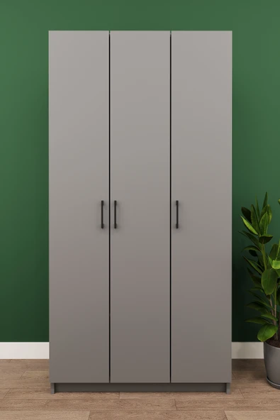 Lüks 3 Kapaklı Portmanto Askılı Vestiyer %100 MDF Ayakkabılık Dolabı V07  KÜL GRİ ürün görseli 1