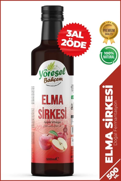 Yöresel Bahçem Elma Sirkesi Doğal Fermantasyon 500 ml ürün görseli 1