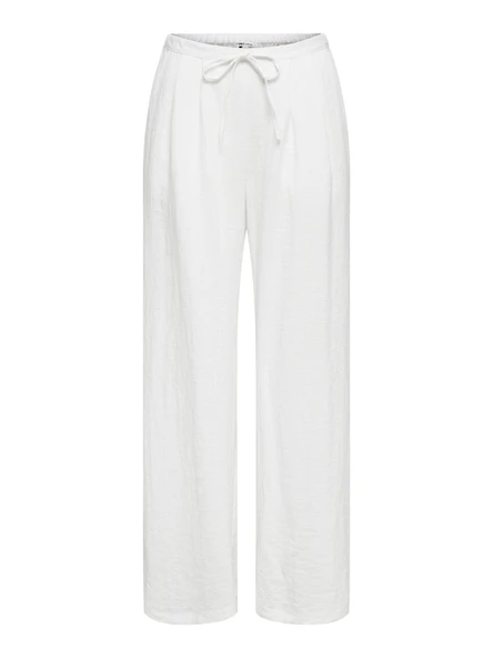 Only   ONLITA MW LINEN LOOK WIDE PANT TLR Kadın Beyaz Pantolon - 15370273 ürün görseli 1