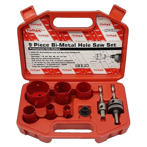 Tomax Bi Metal Panç Takımı 9 Parça Buat Delik Açma Testeresi ürün görseli 1