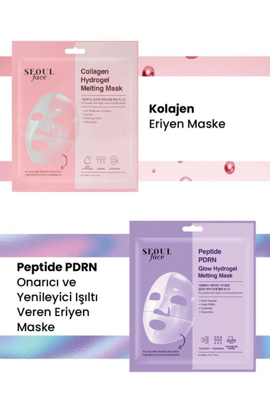 Dermal Kolajen ve Peptid Nemlendirici Onarıcı Eriyen Maske Seti Kore Maske Seti 34 gr. ürün görseli 1