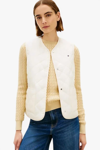 Tommy Hilfiger   LW PADDED REG QUILTED VEST Kadın Bej Yelek - WW0WW47289 ürün görseli 1