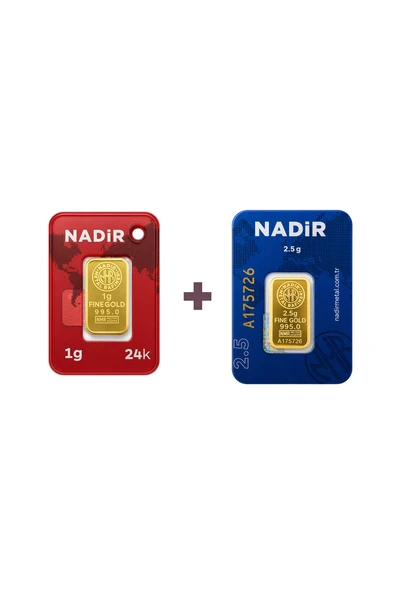 Nadir Gold 24 Ayar 3,5 Gram Külçe Altın (1 Adet 2,5 Gram Külçe Altın + 1 Adet 1 Gram Külçe Altın ) ürün görseli 1