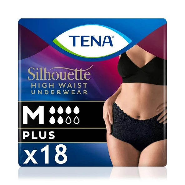 Silhouette Plus Kadınlara Özel Yüksek Bel Emici Külot Siyah M 9'lu 2 Paket (18 Adet) ürün görseli 1