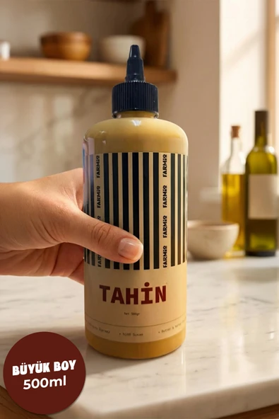 FARMİO Premium Tahin 500gr - Aç-Kapa Sıkma Şişe - Özel Kavrulmuş ürün görseli 1