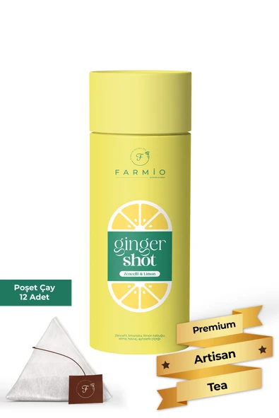 FARMİO GİNGER SHOT Çayı – 12 Poşet – Premium Çay Deneyimi – Limon, Zencefil, Havuç, Aynısefa, Elma ürün görseli 1
