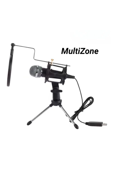 MultiZone Karaoke Cep Telefonu Bilgisayar Uyumlu Tripodlu Kondenser Youtuber Kayıt Mikrofonu ürün görseli 1