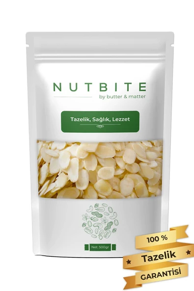 NUTBITE Premium File Badem 500gr - Taptaze Yeni Mahsül - Gurme Serisi - Çiğ & Tuzsuz - Dilimlenmiş Badem ürün görseli 1