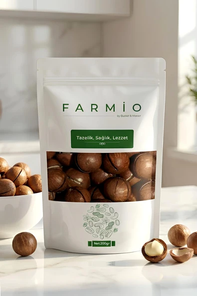 FARMİO Makademya Fındığı 200gr – Kabuklu Kavrulmuş ürün görseli 1